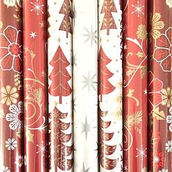 Foto van Assortiment kerstpapier cadeaupapier inpakpapier voor kerstmis ho595 - 3 meter x 46,5 cm - 7 rollen