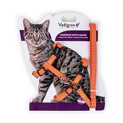 Foto van Dierenbenodigdheden vadigran harnas+leiband stippen oranje 15-22/30-32cm+120cm