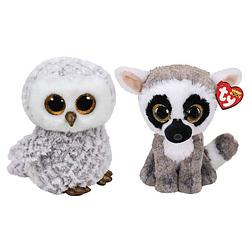 Foto van Ty - knuffel - beanie buddy - owlette owl & linus lemur