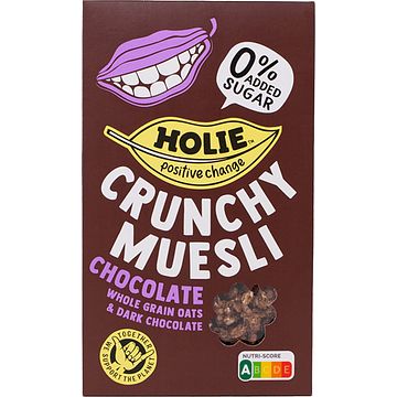 Foto van Holie crunchy muesli chocolate whole grain oats & dark chocolate 400g bij jumbo