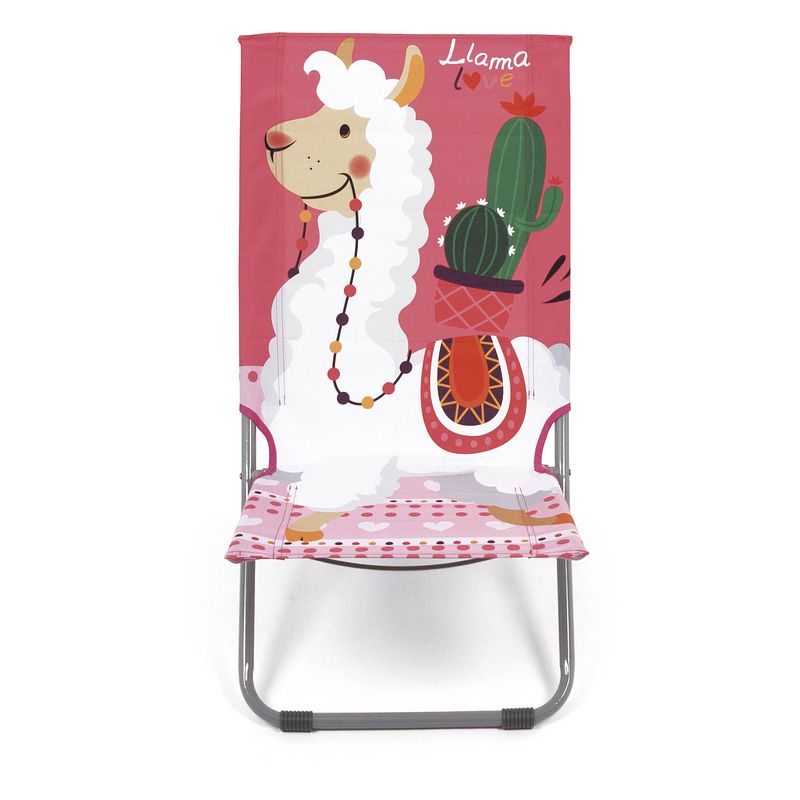 Foto van Arditex opvouwbare ligstoel llama 74 x 49 cm polyester roze/rood