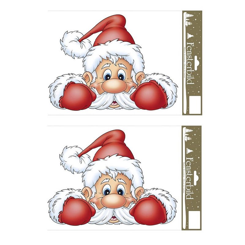 Foto van 2x stuks velletjes kerst raamstickers kerstman 21 x 32 cm - feeststickers