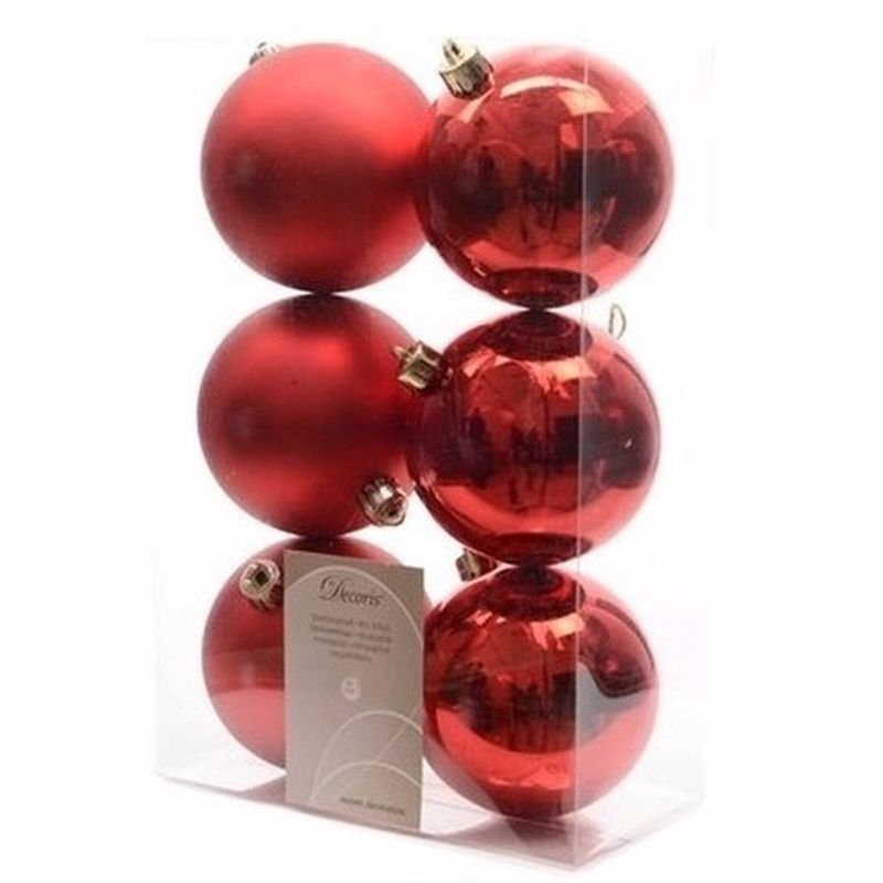 Foto van Ambiance christmas kerstboom decoratie kerstballen rood 6 stuks - kerstbal