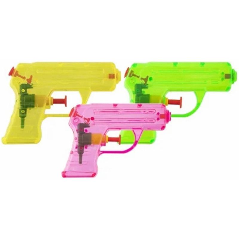 Foto van Grafix waterpistooltje/waterpistool - 12x - klein model - 11 cm - geel/groen/roze - waterpistolen