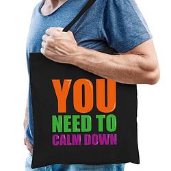 Foto van You need to calm down cadeau tas zwart voor heren - feest boodschappentassen