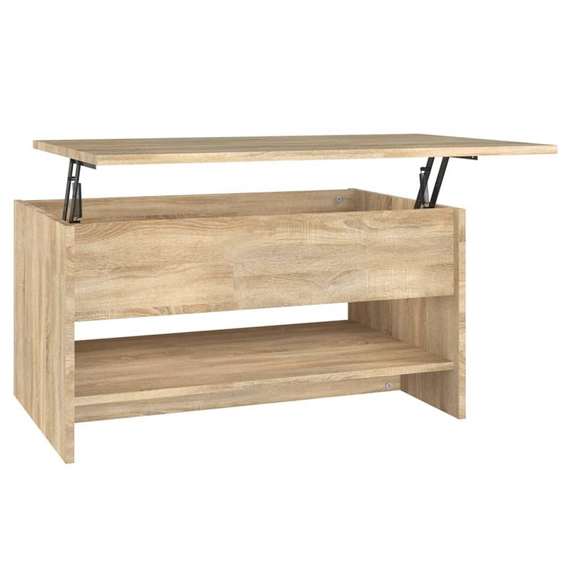 Foto van The living store salontafel - sonoma eiken - 80 x 50 x 40 cm - verborgen vak