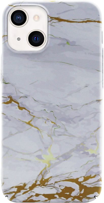 Foto van Bluebuilt grey marble hard case apple iphone 13 mini back cover