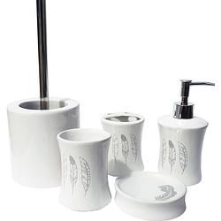 Foto van Toiletborstel - wc borstel set vrijstaand keramiek met zwart rvs borstel - complete badkamer set - porselein