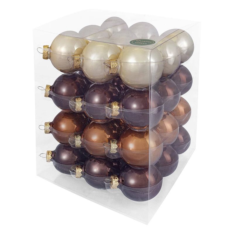 Foto van Decosy glas kerstballen (6cm) box 36 stuks opal natural combi