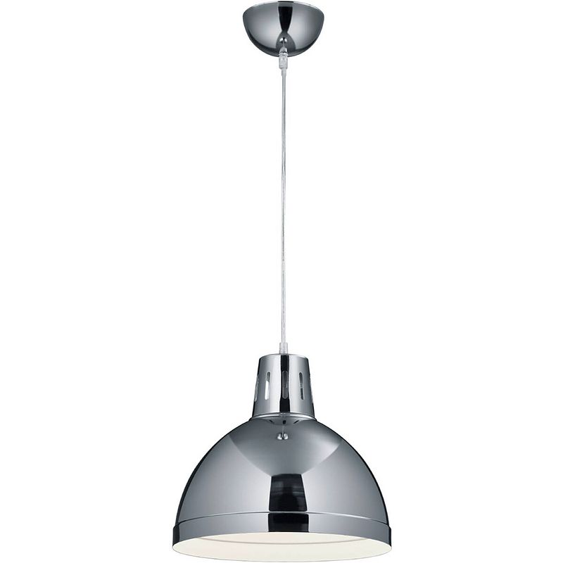 Foto van Led hanglamp - hangverlichting - trion sicano - e27 fitting - rond - mat chroom - aluminium