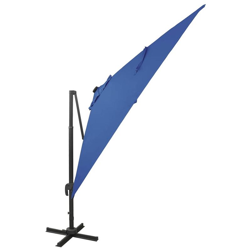 Foto van The living store parasol - led-verlichting - uv-bescherming - 300x300x258 cm - azuurblauw