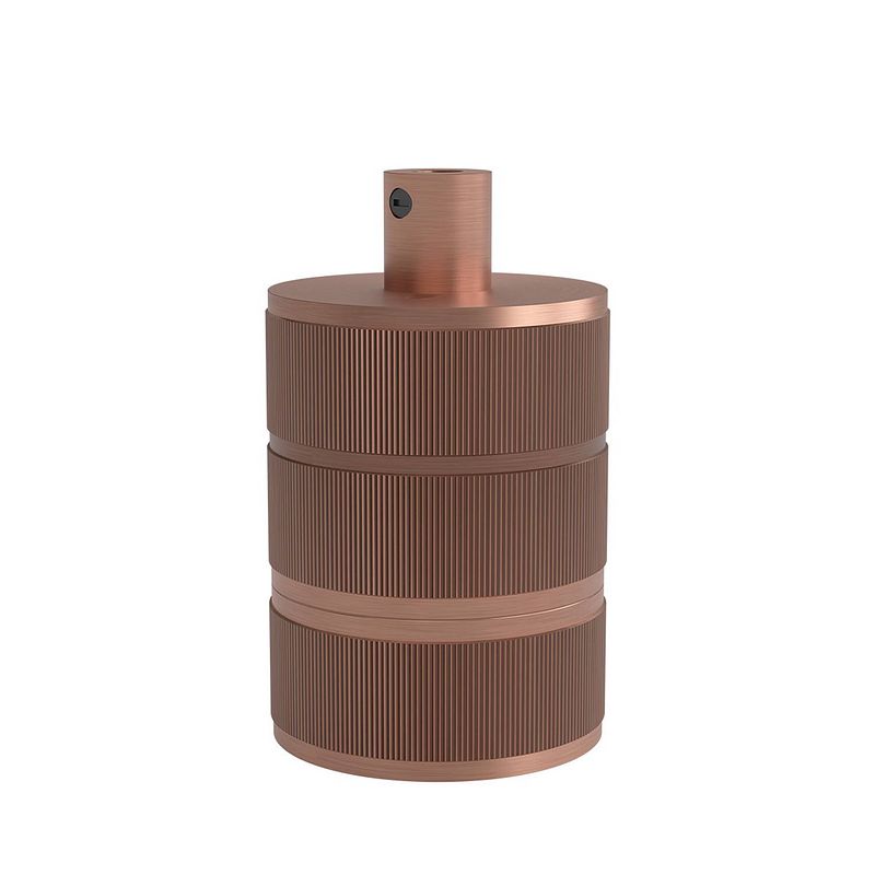 Foto van Calex lampholder e27 aluminium 3 rings model matt copper, cylinder cable clamp, max.250v-60w