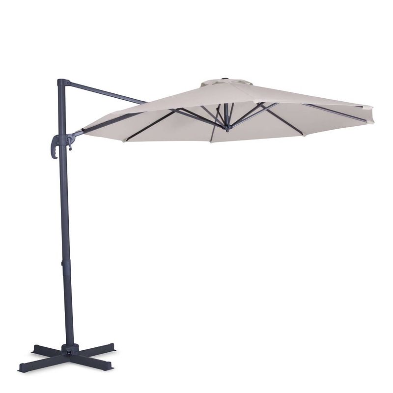 Foto van Vonroc zweefparasol bardolino ø300cm - draai- en kantelbaar - uv werend - beige - incl. beschermhoes