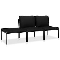 Foto van Vidaxl 3-delige loungeset met kussens pvc zwart