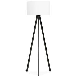 Foto van 24designs vloerlamp leya - hoogte 159 cm - witte lampenkap - zwart metaal