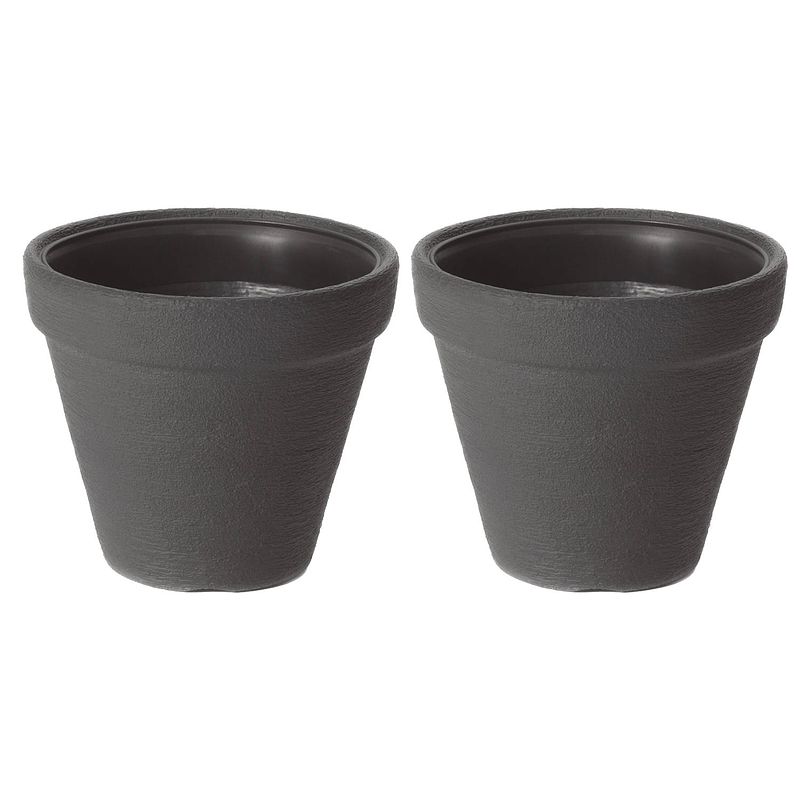 Foto van Prosperplast plantenpot/bloempot classic garden - 2x - buiten/binnen - kunststof - antraciet - d35 x h36 cm - plantenpot