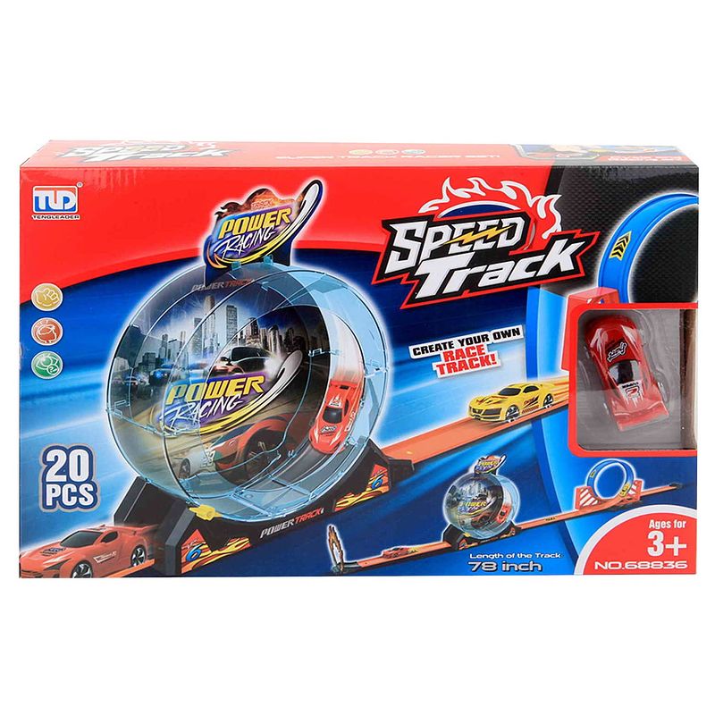 Foto van Jonotoys lanceerbaan speed track power racing 198 cm 20-delig