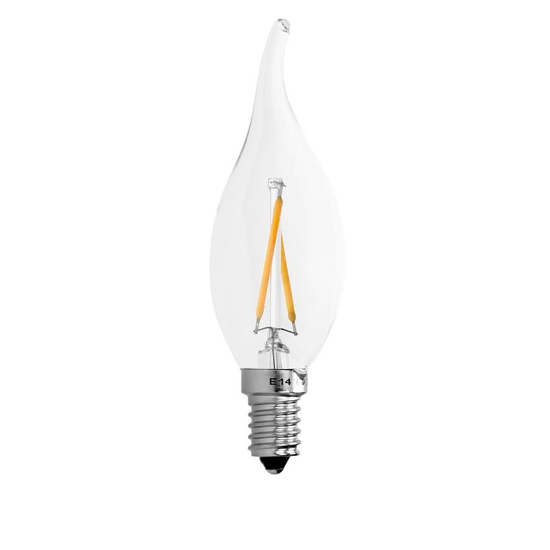 Foto van Led-lamp windvlaag kaars warm wit filament e14 2w