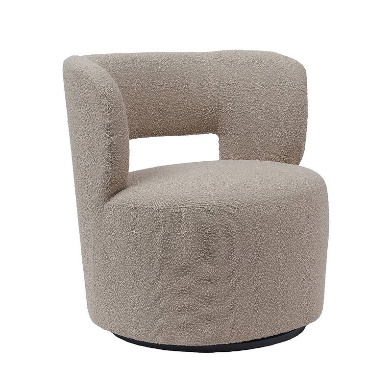 Foto van Giga meubel - fauteuil bouclé taupe - gewicht 18kg - draaibaar - 74x69x78cm