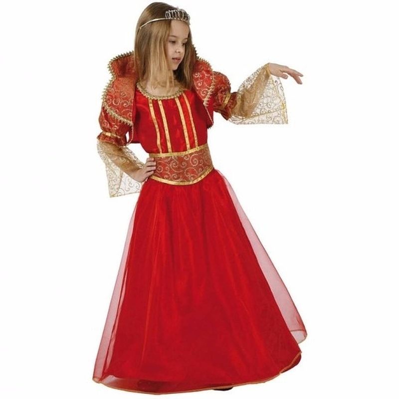 Foto van Verkleedjurk rood met gouden details voor kinderen 128 (7-9 jaar) - carnavalsjurken