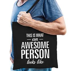 Foto van Awesome person / persoon cadeau tas zwart voor heren - feest boodschappentassen