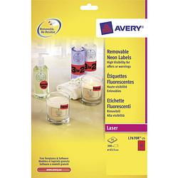 Foto van Laseretiket avery rond 63,5mm fluorrood 25 vel 12 etiketten per vel