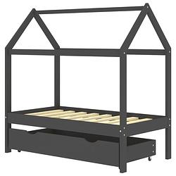 Foto van Vidaxl kinderbedframe met lade grenenhout donkergrijs 70x140 cm