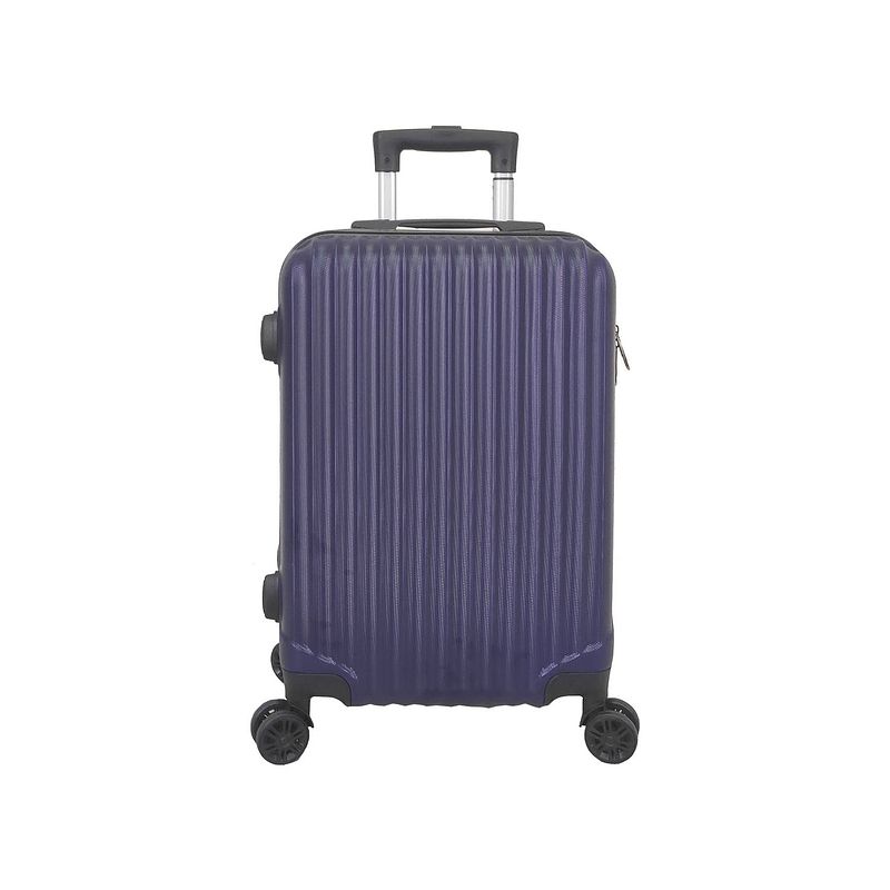 Foto van Handbagage koffer 55cm donkerblauw 4 wielen trolley met pin slot reiskoffer