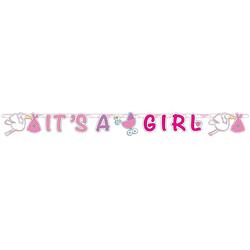 Foto van Folat letterslinger it's a girl meisjes 1,7 meter papier roze