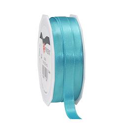 Foto van 1x luxe hobby/decoratie turquoise satijnen sierlinten 1 cm/10 mm x 25 meter - cadeaulinten