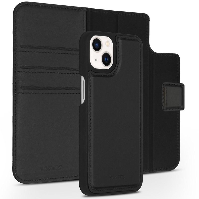 Foto van Accezz premium leather 2 in 1 wallet book case voor apple iphone 13 mini telefoonhoesje zwart