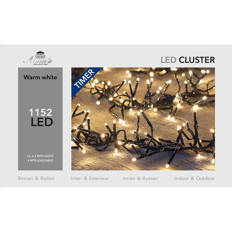 Foto van Cluster lights 1152l/6,9m led warm wit - 4m aanloopsnoer zwart - bi-bui trafo anna's collection