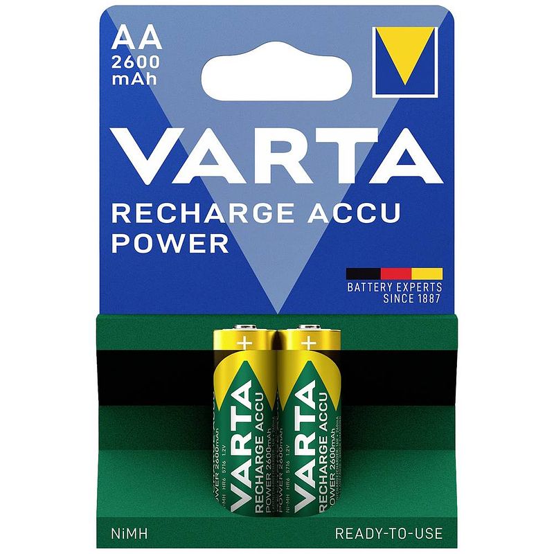 Foto van Varta rech.ac.power aa2600mah bli2 oplaadbare aa batterij (penlite) nimh 2600 mah 1.2 v 2 stuk(s)