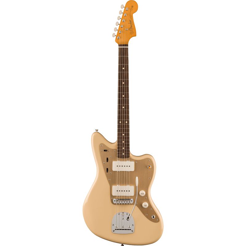 Foto van Fender vintera ii 50s jazzmaster rw desert sand elektrische gitaar met deluxe gigbag