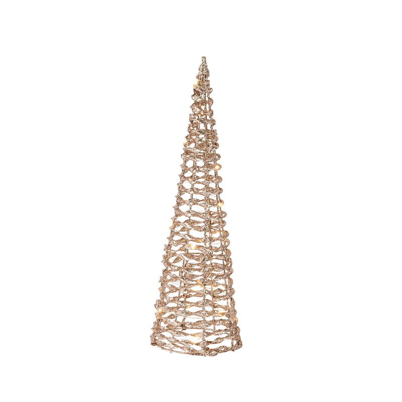 Foto van Lumineo - microled cone d11.5h38 cm goud/wwt kerst