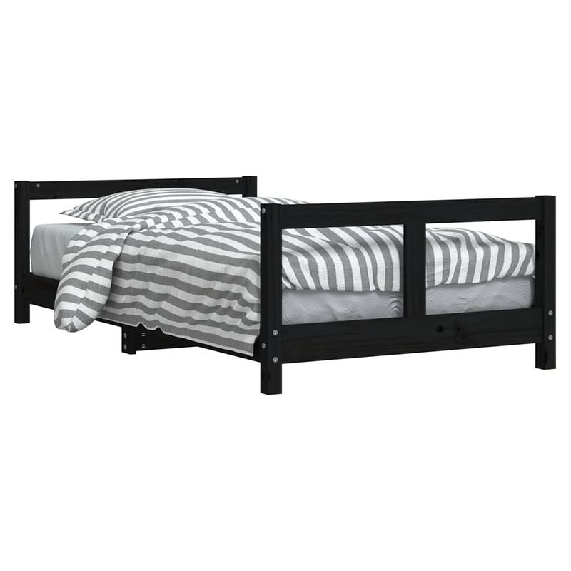 Foto van Vidaxl kinderbedframe 80x160 cm massief grenenhout zwart