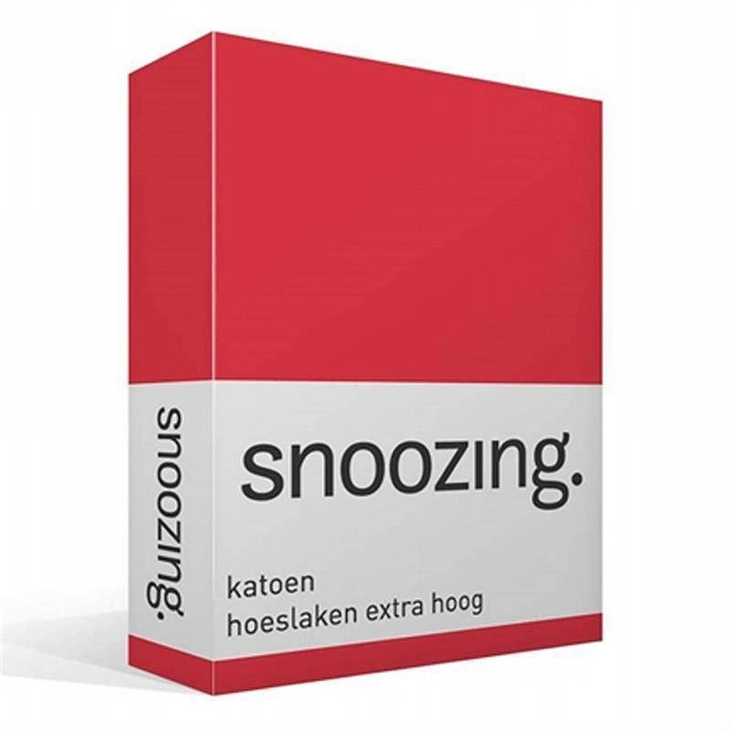 Foto van Snoozing - katoen - extra hoog - hoeslaken - 90x210 - rood