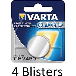 Foto van 4 stuks (4 blisters a 1 st) varta cr2450 wegwerpbatterij lithium