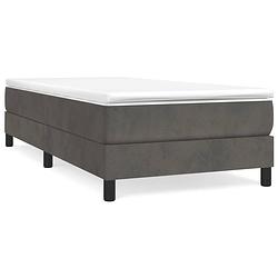 Foto van The living store boxspring bed - donkergrijs - 193 x 90 x 25 cm - fluweel - pocketvering