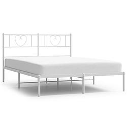 Foto van Vidaxl bedframe met hoofdbord metaal wit 150x200 cm