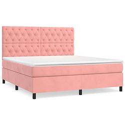 Foto van Vidaxl boxspring met matras fluweel roze 160x200 cm