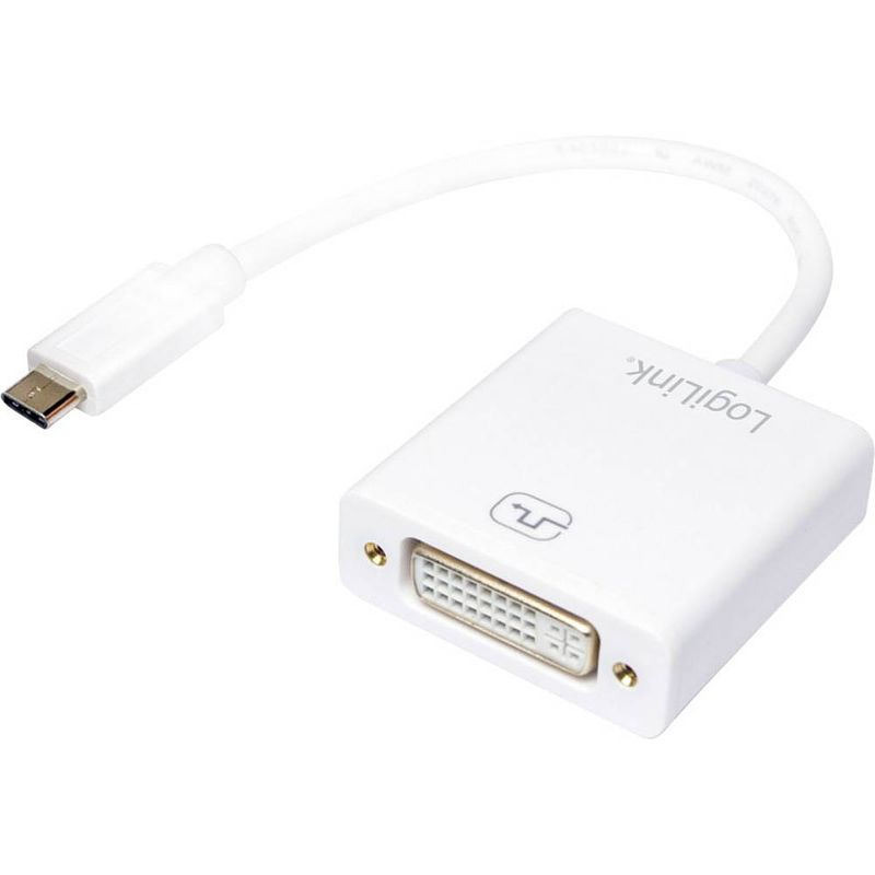 Foto van Logilink ua0245a usb / dvi adapter [1x usb 3.2 gen 2 stekker c (usb 3.1) - 1x dvi-bus 24+5-polig] wit 14.00 cm