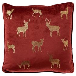 Foto van Deer - sierkussen 45x45 rood - kerst decoratie - velvet