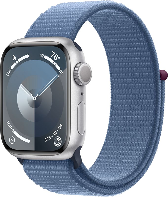 Foto van Apple watch series 9 41mm zilver aluminium sport loop