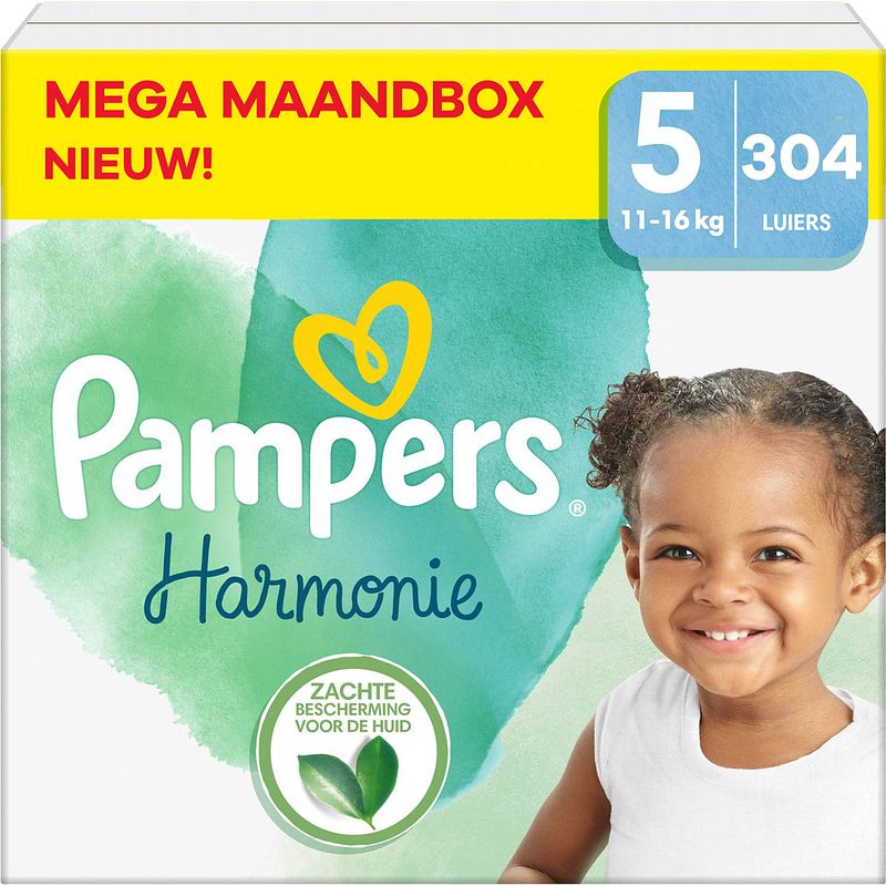 Foto van Pampers - harmonie - maat 5 - mega maandbox - 304 stuks - 11/16 kg