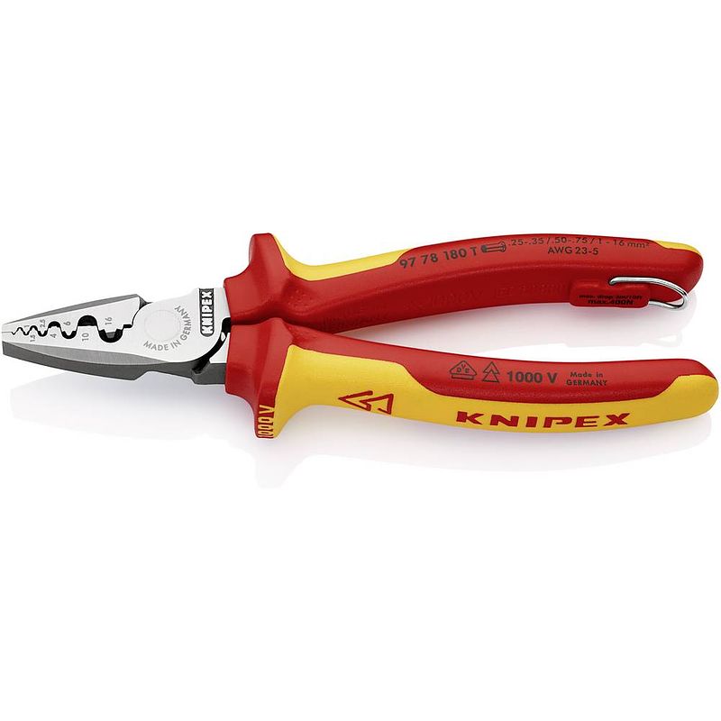 Foto van Knipex 97 78 180 t krimptang adereindhulzen 0.25 tot 16 mm²