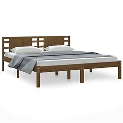 Foto van The living store houten bedframe - 180x200 cm - honingbruin - massief grenenhout