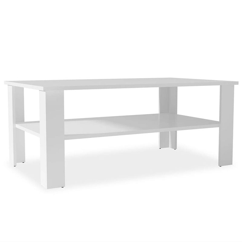 Foto van The living store salontafel - matwit - 100 x 59 x 42 cm - spaanplaat en pvc-randen