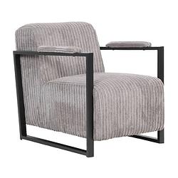 Foto van Moderne fauteuil madeline ribstof lichtgrijs
