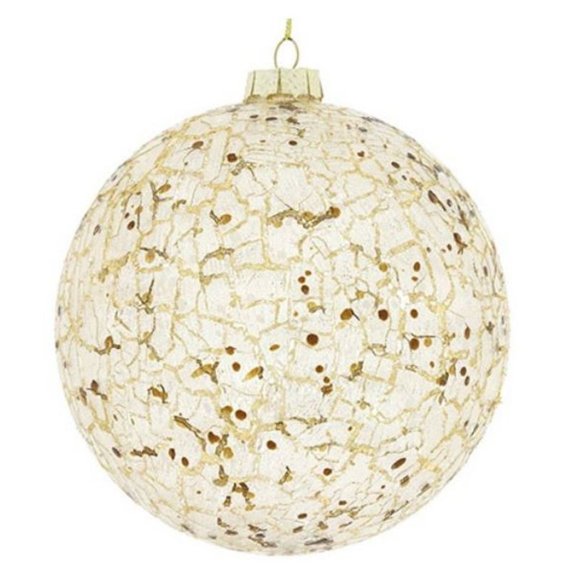 Foto van Tom kerstbal jady 15 cm glas wit/goud